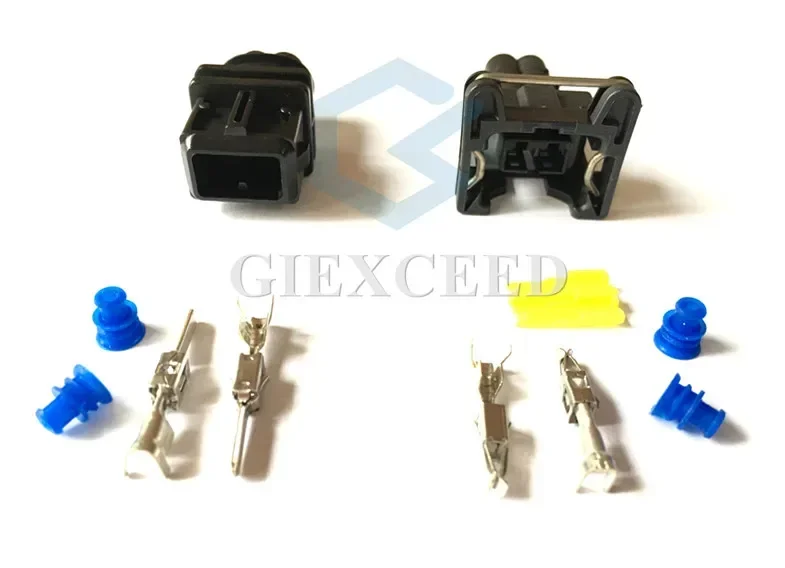 2 Sets 2 Pin AC Assembly Female And Male Automotive Car Engine Fuel Injector Connector Oil Sensor Plug Automotive Socket