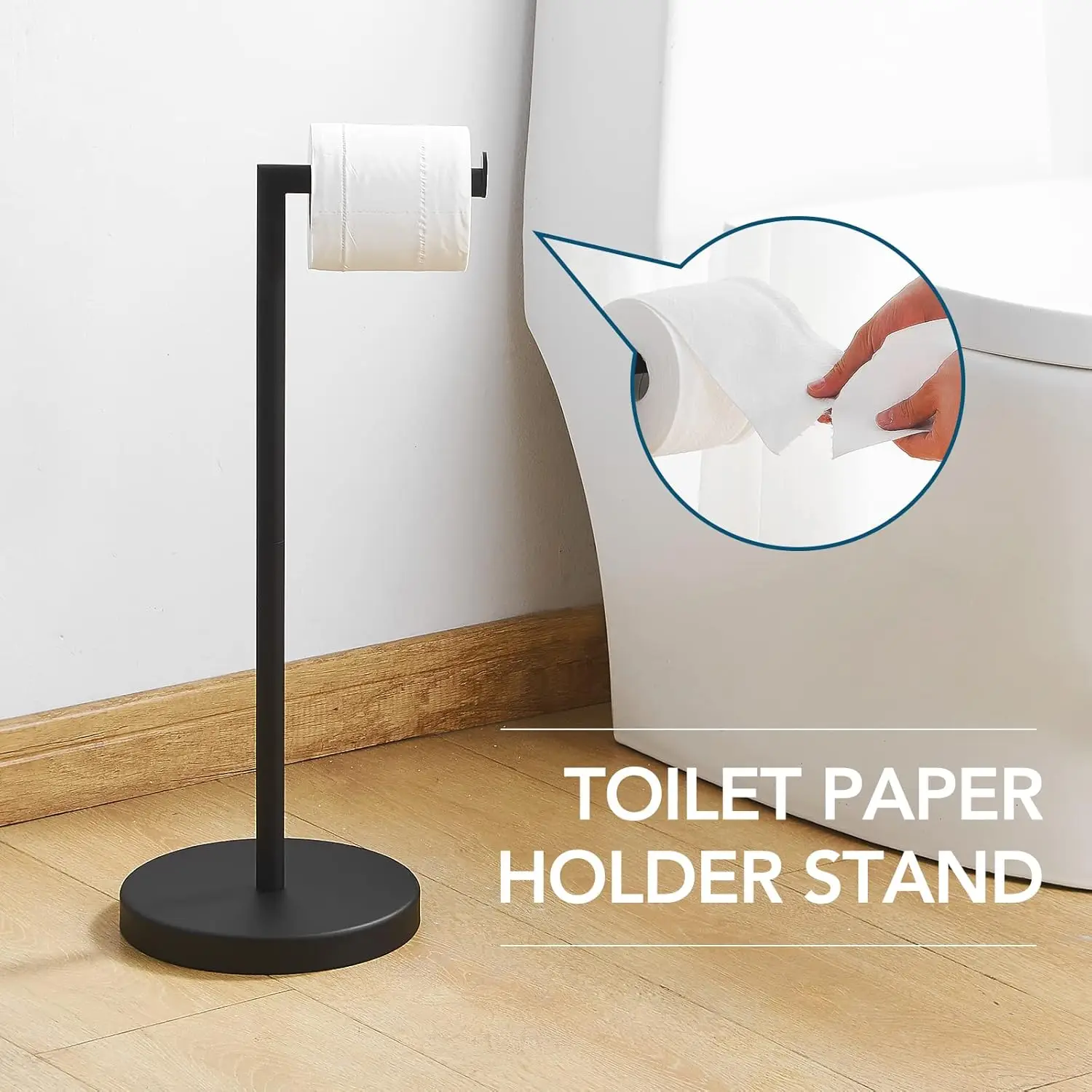 

Toilet Paper Holder Stand for Bathroom Floor Freestanding Roll Storage Stainless Steel Rustproof Pedestal Lavatory Tissue Handl