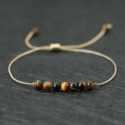 New Novel 4mm Bead Bracelet Unisex Adjustable Chakra Braclet Obsidian Tiger Eyes Stone Braslet Bohemia Couple Chain Brazalete