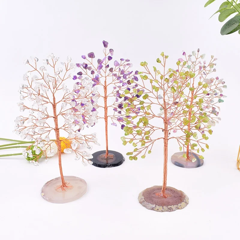 1PC Handmade Natural Crystal Tree Agate Lucky Tree Reiki Healing Gravel Specimen Home Decoration Ornaments Souvenir Gift