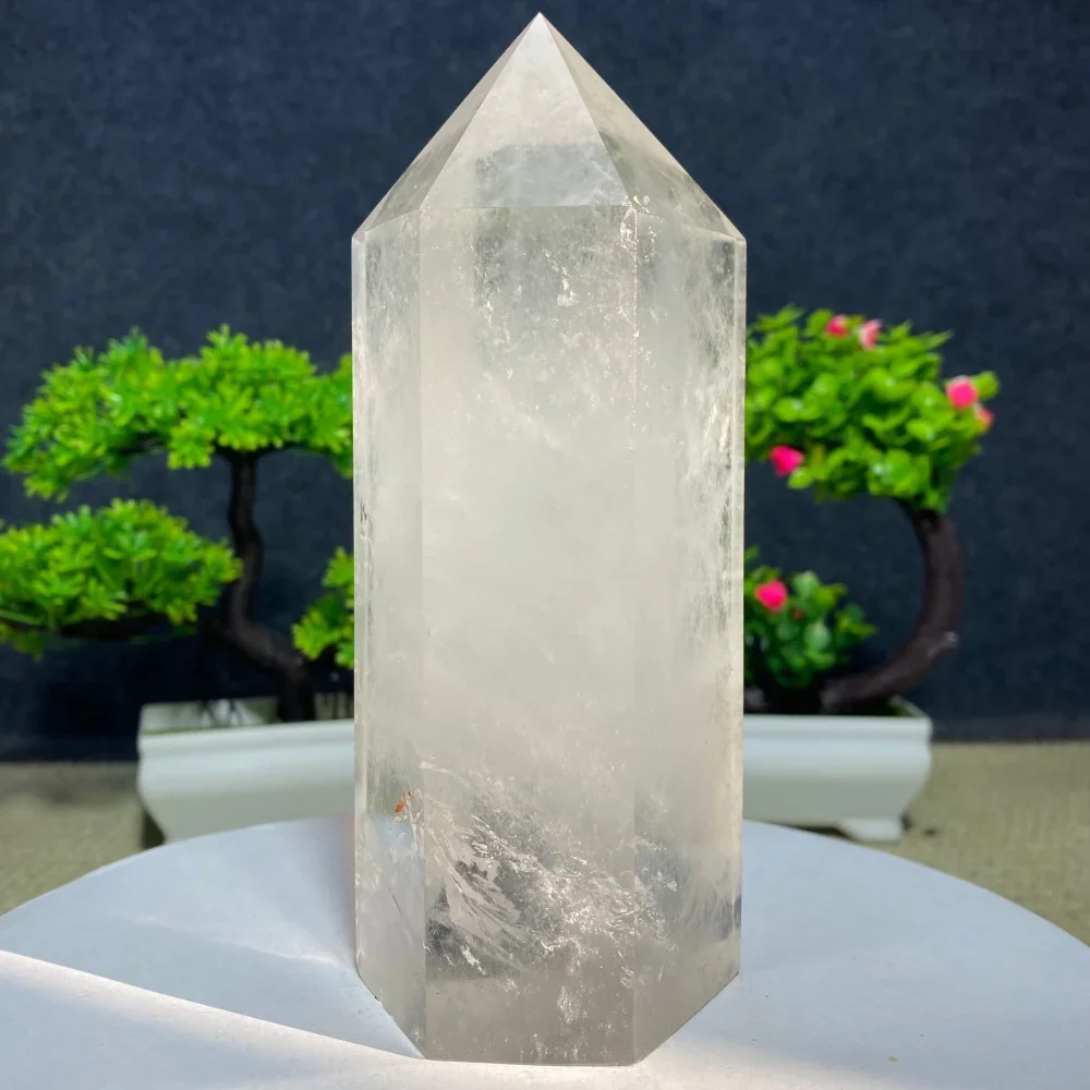 White Crystal Tower Wand Hexagonal Obelisk Natural Mineral Specimen Polished Spiritual Meditation Healing Craft