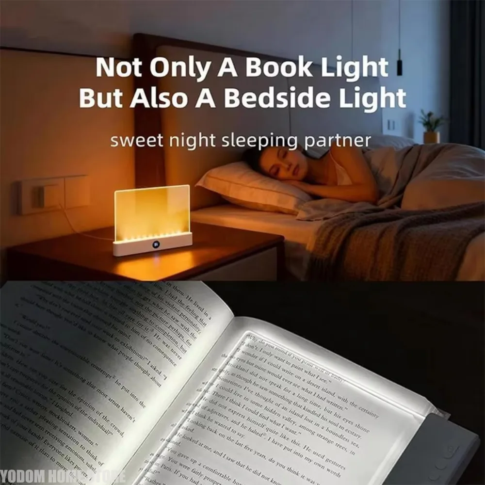 Smart Eye-Caring LED Reading Light Rechargeable Transparent Flat Lamp, 3 Colors, Timer & Doodle Feature