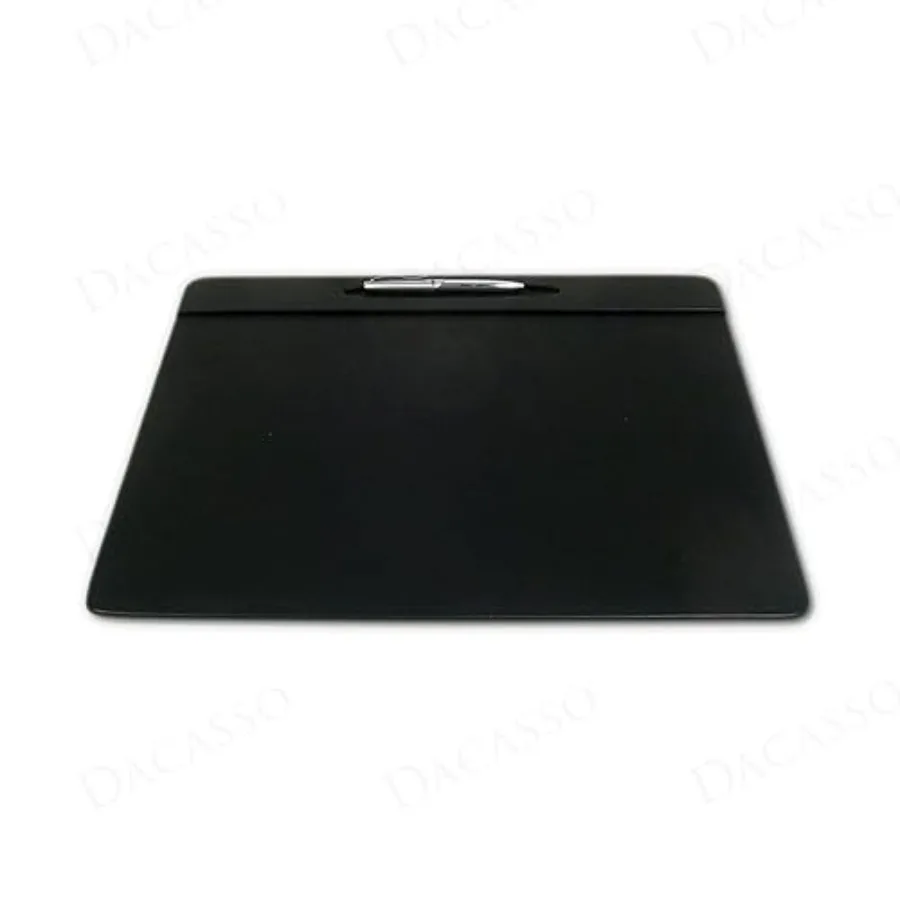 17" x 14" Black Leatherette Conference Pad w/Pen Well - Luxury Leather Desk Blotter for Writing - Padded Executive Table Surfac