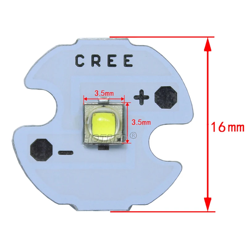 XPG2-piezas de diodo emisor LED, luz blanca fría 6000-6500K con PCB de 20/16/14/12/8mm para linterna/foco/bombilla, 1-5W, 10 XP-G2