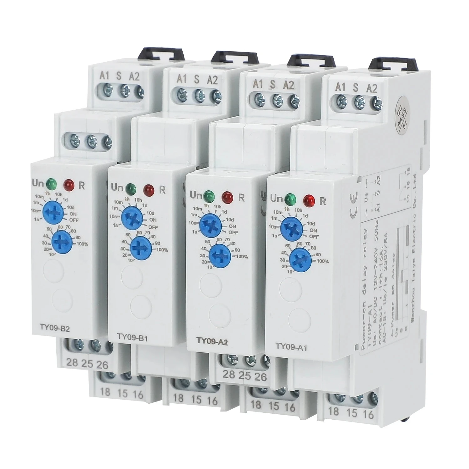Din Rail Time Relay A Power-On Delay B Delay Disconnection AC/DC 12V-240V 16A 0.1S~10 Days Power-on delay automatic switch