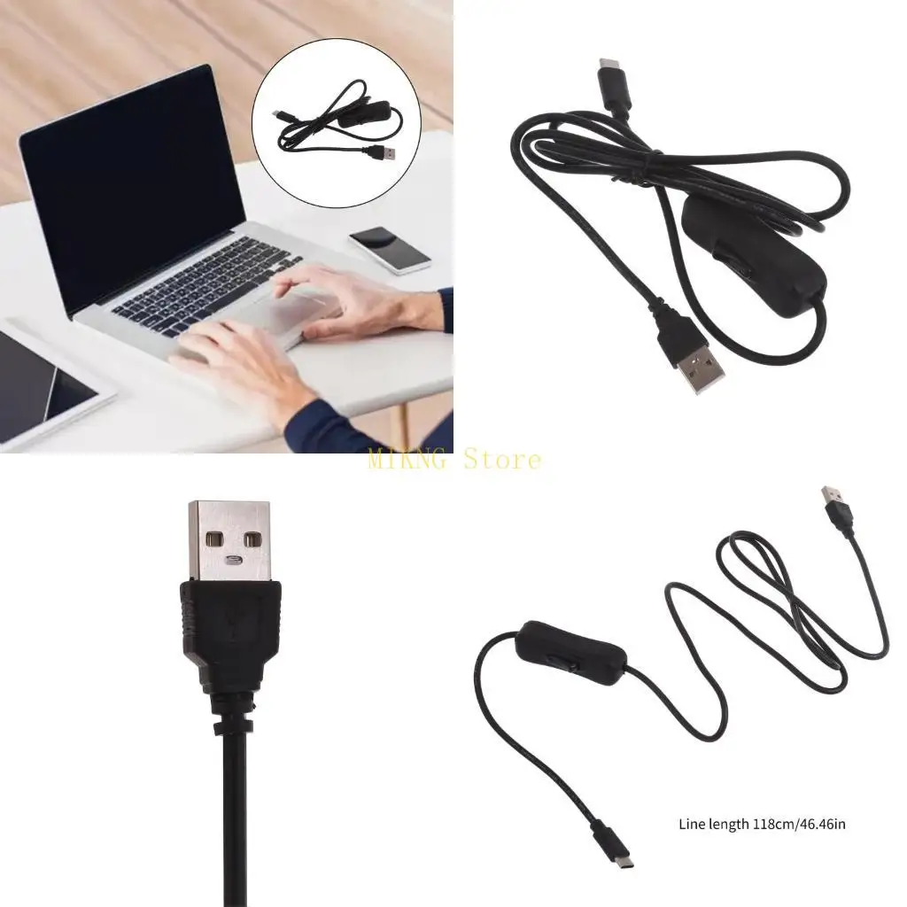 Male to Female USB Type C USB C Cable with On Off Power Switches Button for Laptop LED Light 118cm (46inch) best sale