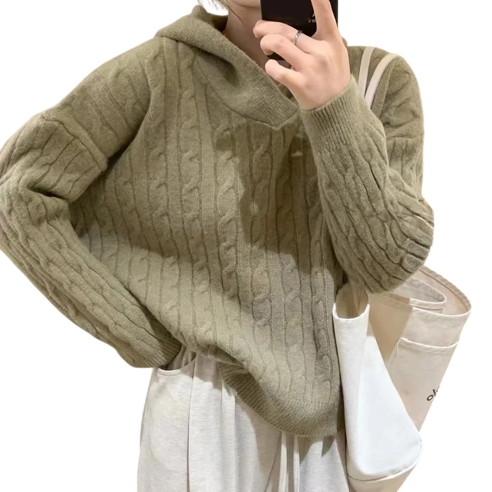 For Daily For Vacation Loose Knitted Shirt Casual Long Sleeves Long Sleeve Casual Wear Casual Coffee Black Color