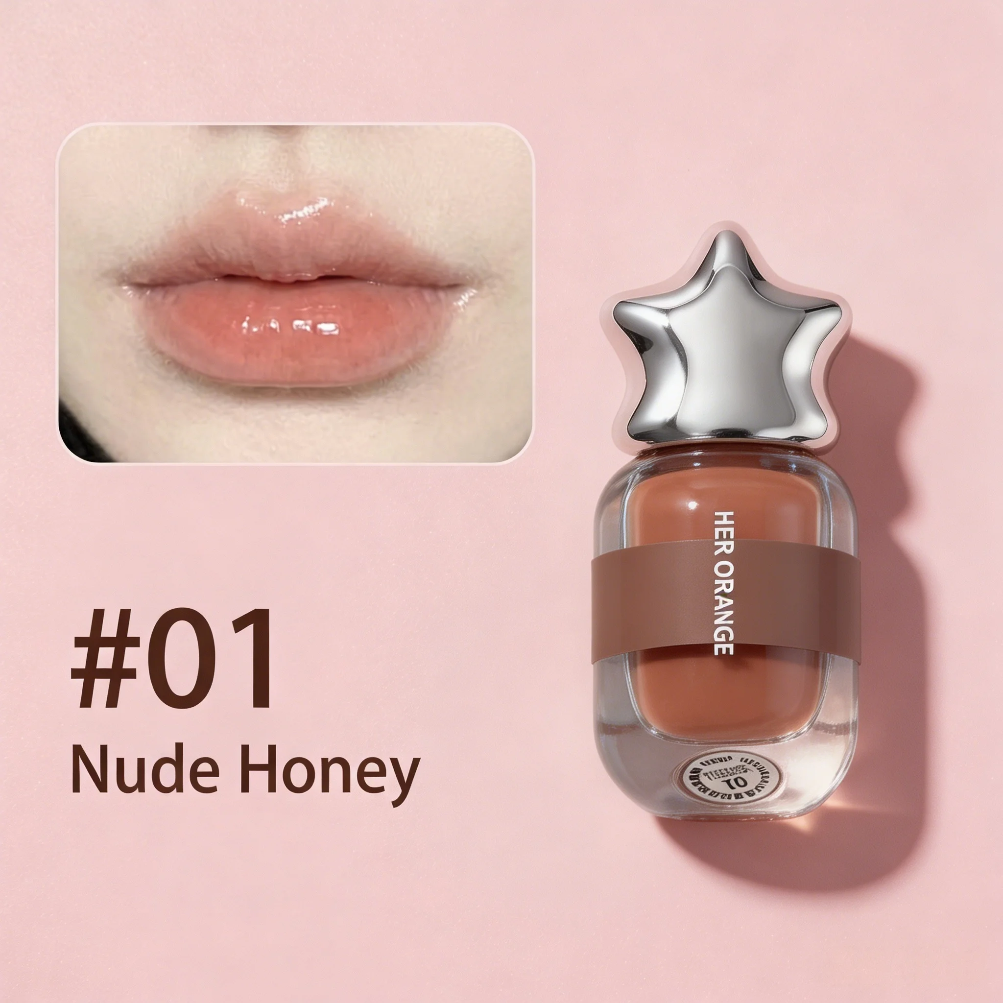 Herorange Glänzender Lippenstift mit Spiegeleffekt, Feuchtigkeitsspendender Transparenter Lip Tint, Jugendliches Nude-Make-up – Detail 5