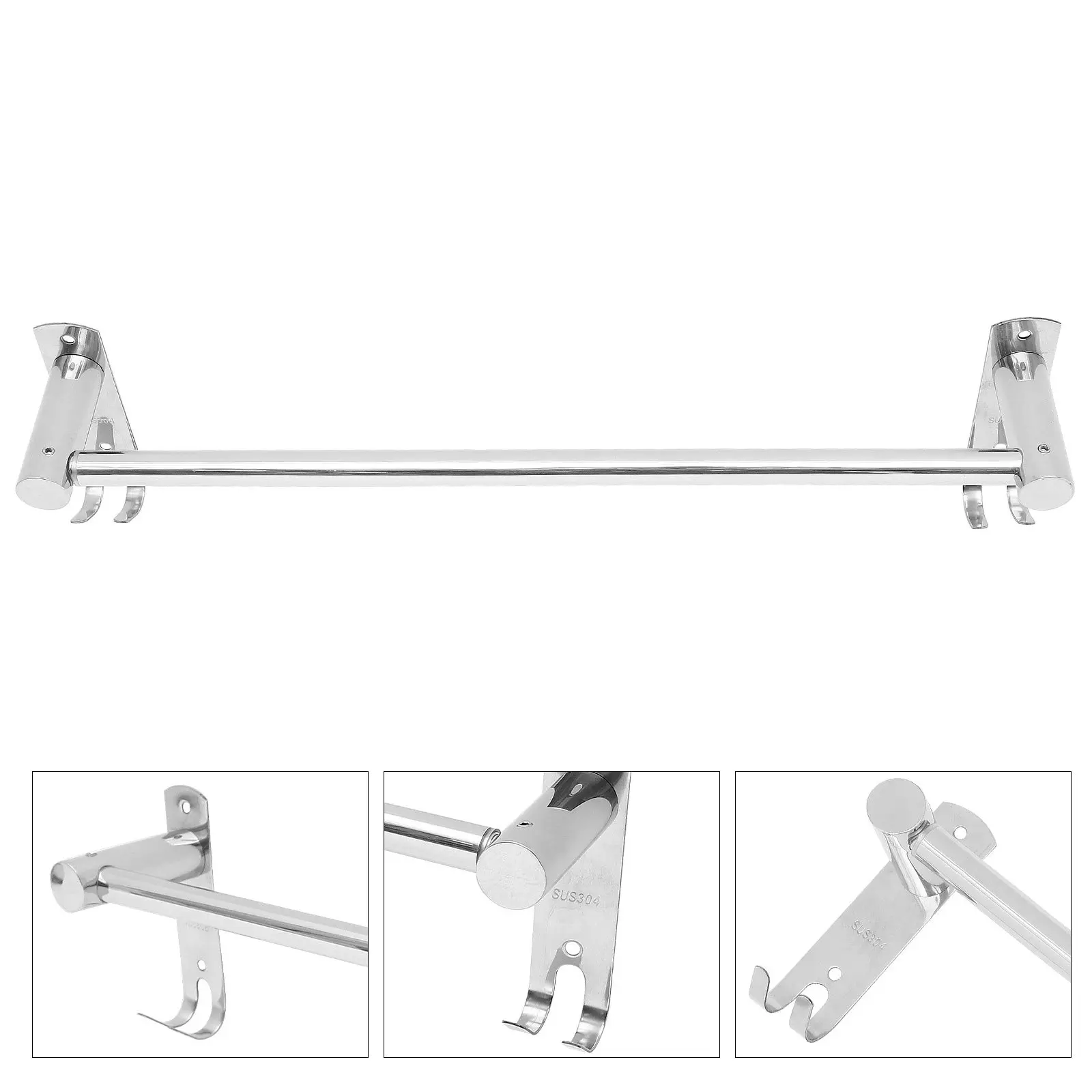 

1Set Adjustable Stainless Steel Bathroom Towel Rack Wall Mounted Towel Bar Shower Hanger Kitchen Hanging Saver