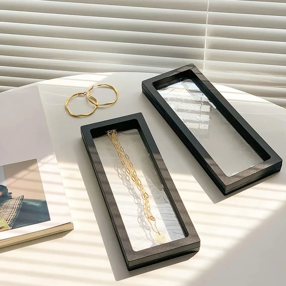 10pcs Transparent Floating Frame Display Rack, Jewelry Box