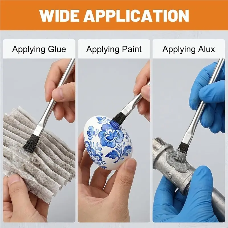 AB08-Disposable For Soldering Flux Brushes 250 Pcs 3/8 Inch Wide Acid Horsehair Tin Handle Glue Brush For Woodworking