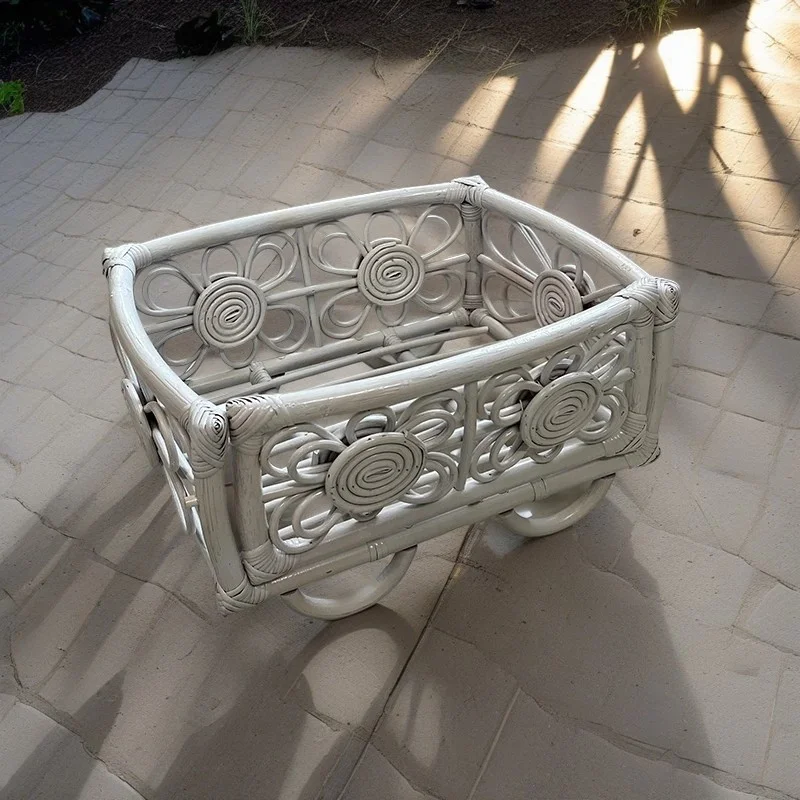 2 Color Newborn Photography Furniture Props Vintage Handmade Baby Rattan Basket Bed Infant Crib Posing Photoshoot Accessories