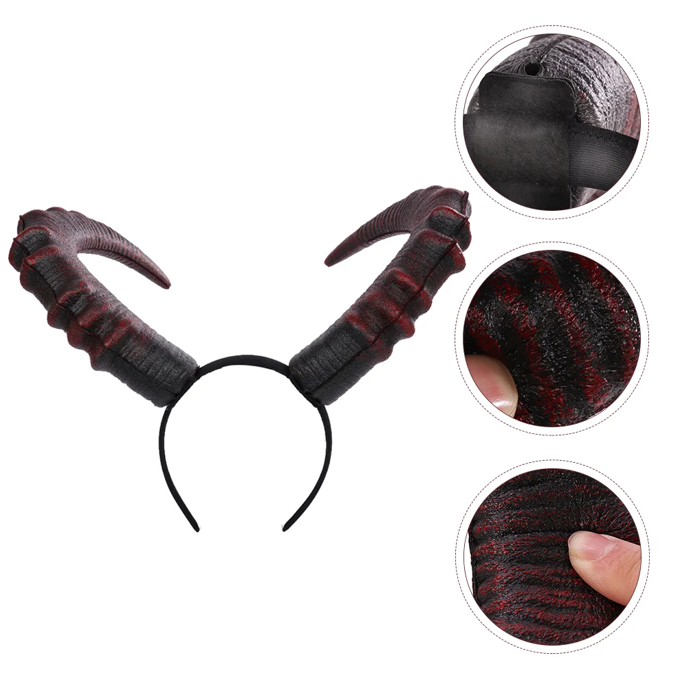 Devil's Horn Headband Attractive Headdress Unique Hair Hoop Makeup Costume Props Durable Material Pu Carnival Celebration