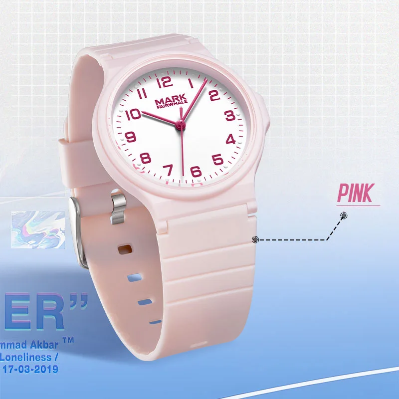 MARK FAIRWHALE 5051 Fashion Simple Cartoon Wristwatch Resin Case Quartz Watches for Men and Women