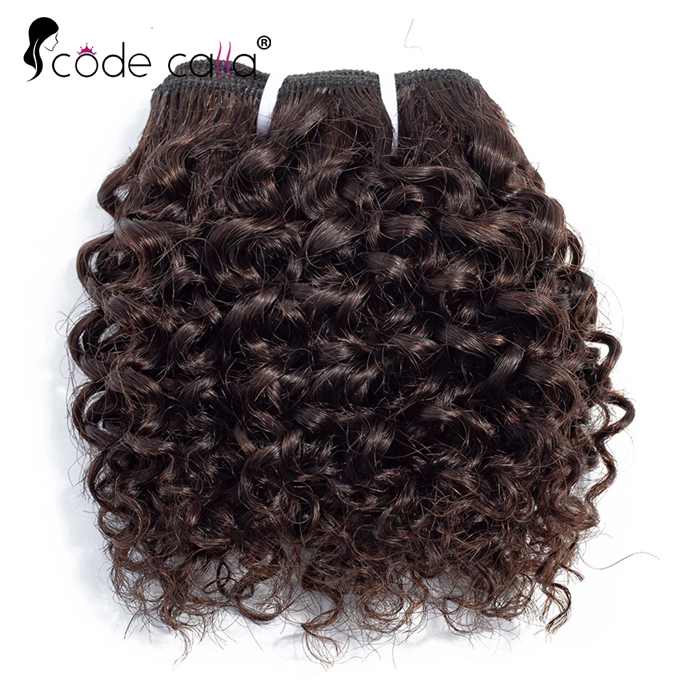 Kinky Curly Hair Bundles Double Draw 6inch Short Cut Remy Human Hair Extensions Natural Black Brown Color Sew-in 3pcs/LOT Water