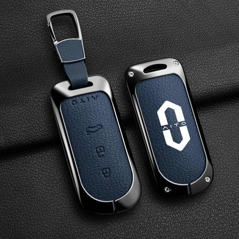 High Quality Zinc Alloy Leather Car Remote Key Case Cover For Aito M5 M7 M9 Auto Protector Holder Shell Keychain Accessories