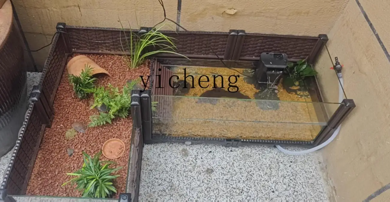 

Turtle Ecological Land and Water Breeding Tank for Home Use, Large Breeding Box with Drainage