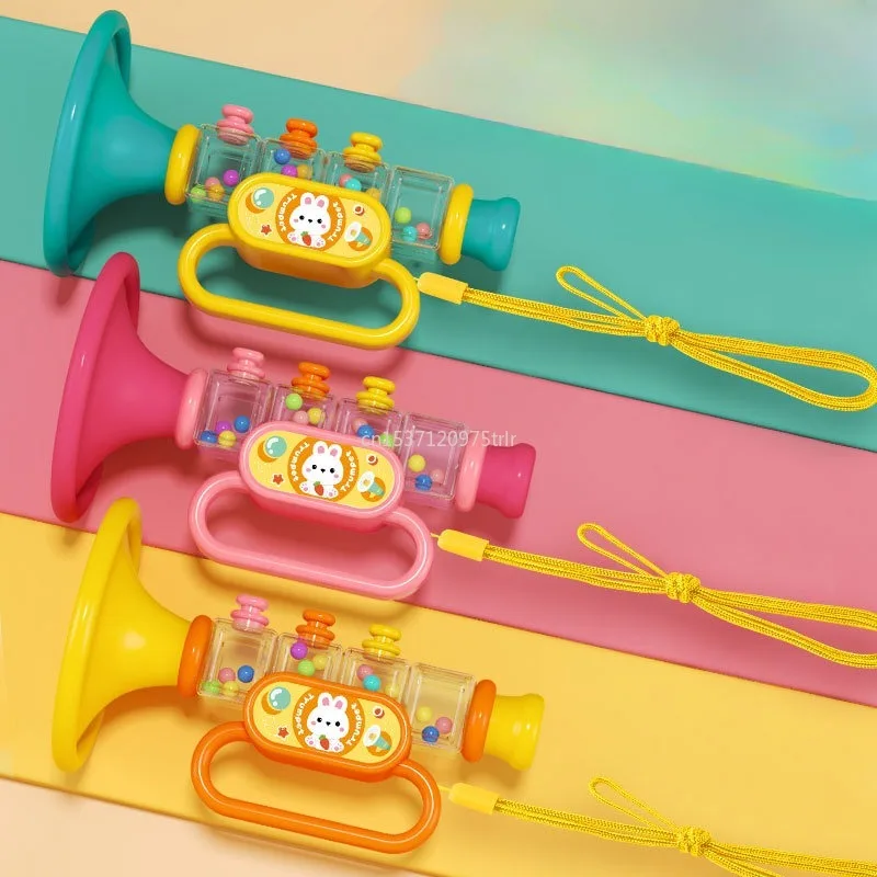 1PC Cartoon Rabbit Trumpet Mini Multi Function Playable Musical Instrument Funny Early Educational Creative Learning Horn Toy