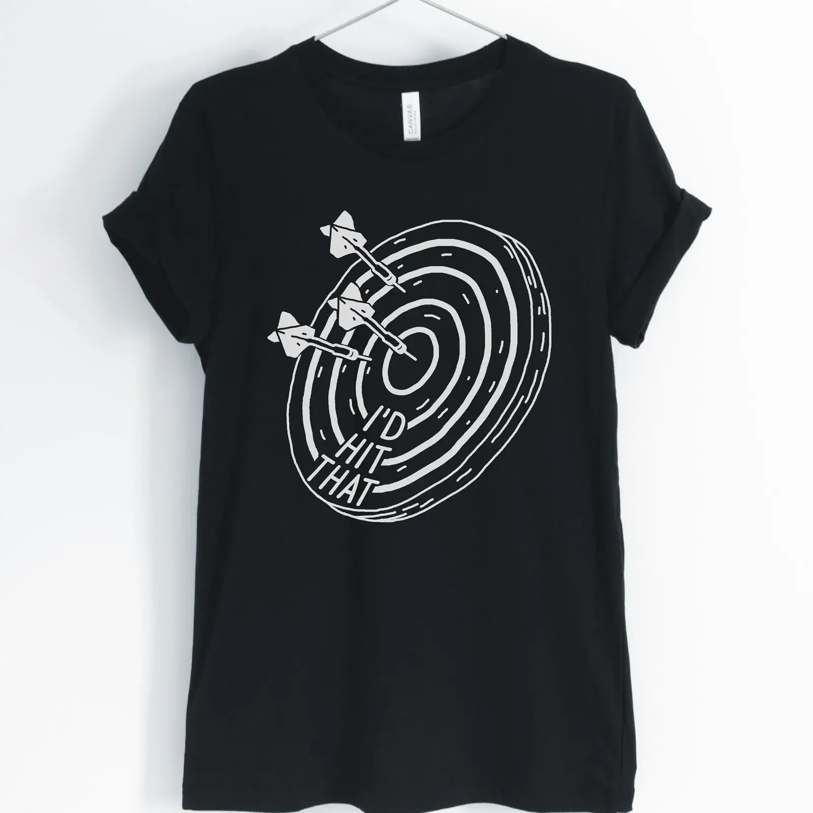 I'd Hit That Funny Darts Dartboard T Shirt Player Casual for Enthusiast vintage Washed Breathable Top For Everyday Wear