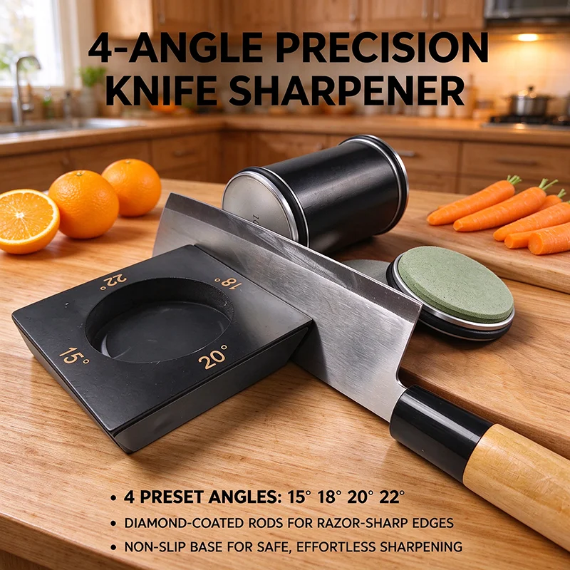 Multi-Angle Rolling Knife Sharpener Kit, 15 18 20 22 Degree Sharpening Angles, Knife Sharpening Tool for Kitchen Knives