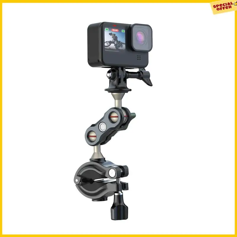 A25P دراجة نارية دراجة قوس مزدوج الكرة رئيس الذراع السحري ل Gopro 12 عمل كاميرا استبدال أجزاء الملحقات #3