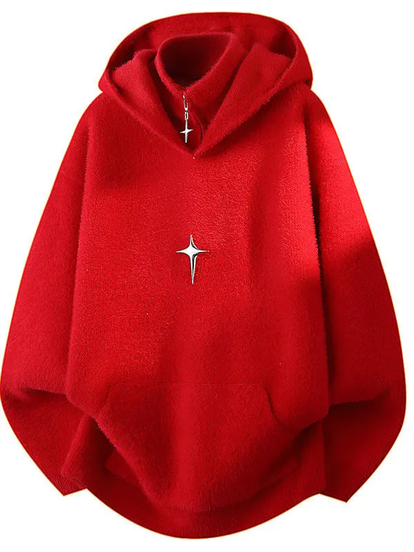 

Красный вязаный свитер для мужчин, одежда Luy Year для мальчиков, элитная вязаная зимняя теплая одежда из двух предметов для молодежи