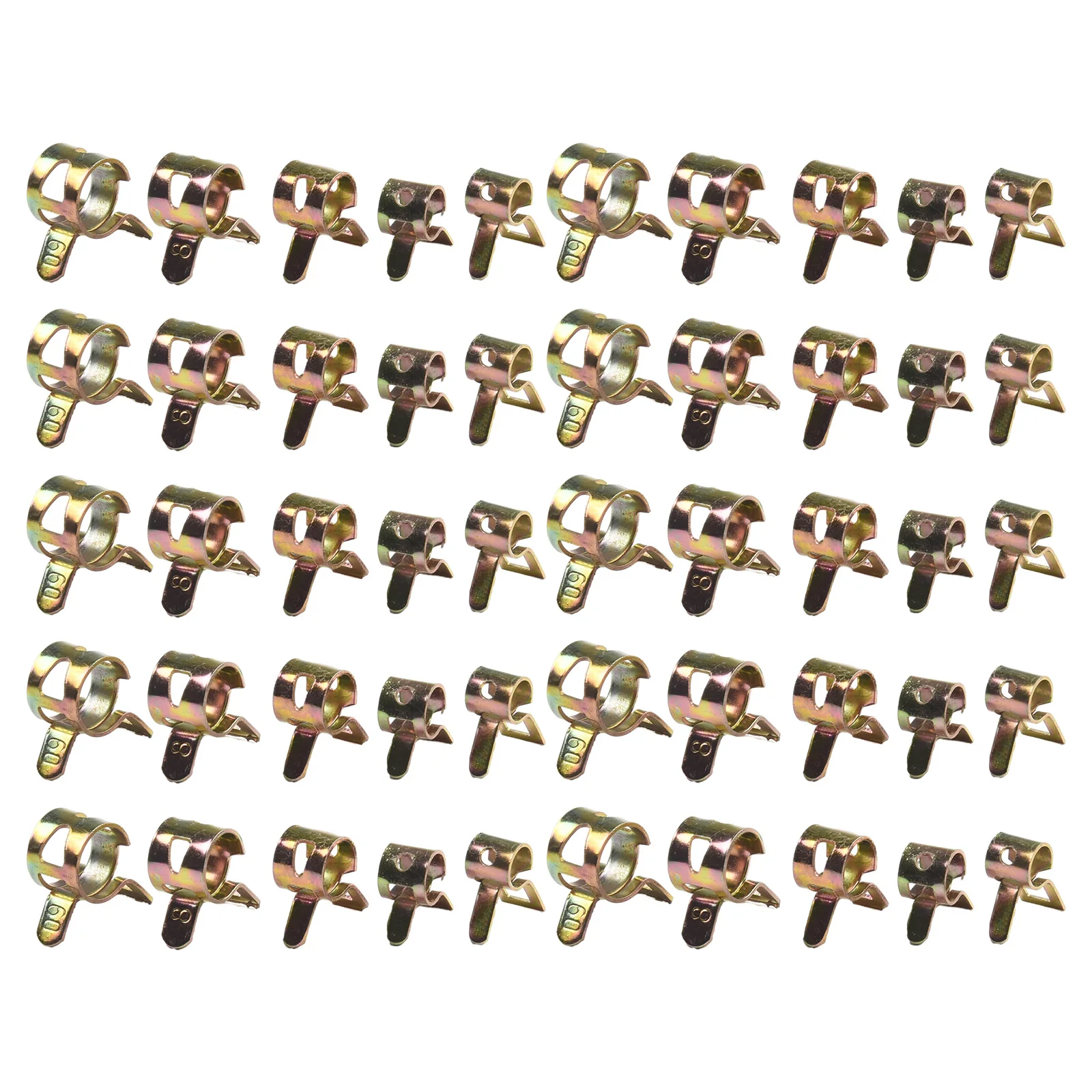 50 pçs/set braçadeiras de tubo novo 5/6/7/8/9mm carro auto primavera clipe combustível óleo mangueira água tubo braçadeira prendedor 5 tamanhos peças