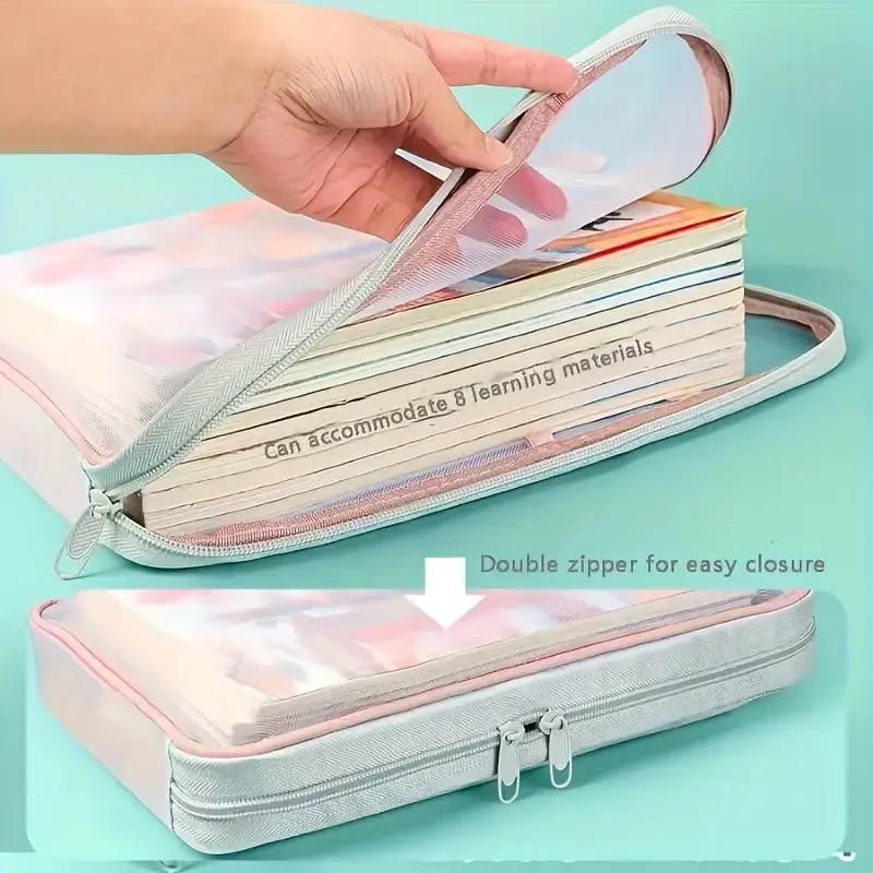 

One A4 Zipper File Bag, a Three-Layer Mesh-Nylon Storage Pouch, Suitable for Organizing Books And Office Supplies. ﻿