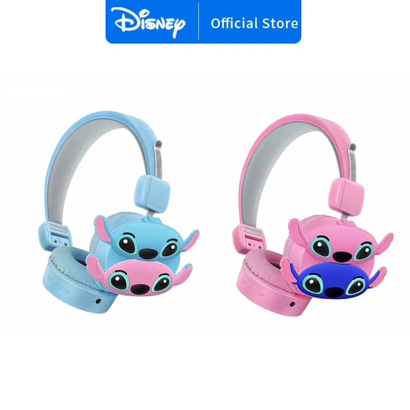 Disney Bluetooth Headphones Stitch Wireless Earbuds AH-807 HIFI Sound Foldable Headsets with Mic Anime Cartoon Kids Gifts