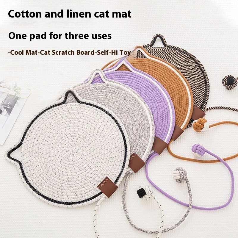 

Woven Cat Scratching Pad - Cotton Rope Lounge Cushion with Durable Claw-Resistant Surface, Cozy Pet Nest