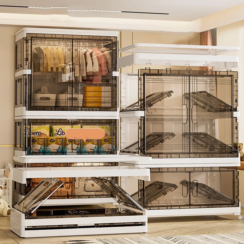 Bedroom Foldable Box Wardrobe Organizer Bin With Wheels Clothes Cupboard Closet Rack for Clothes ,Cube Storage Locker ﻿