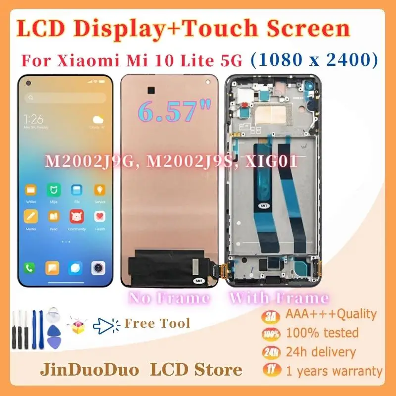 

6.57 inchs Display Screen for Xiaomi Mi 10 Lite 5G Lcd Display Touch Screen Digitizer Assembly For Mi 10 Lite M2002J9G M2002J9S