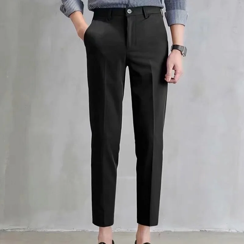 

Summer Men's Thin Pants Casual Loose Straight Style New Tapered Drape Versatile Western Pants White Tracksuit Gym Mens Clothing