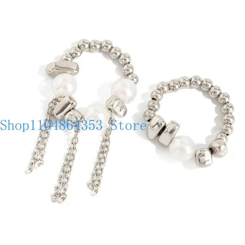 652F Elegant Tassels Chain Necklace With Imitation Pearls Jewelry For Evening Parties And Daily Wear