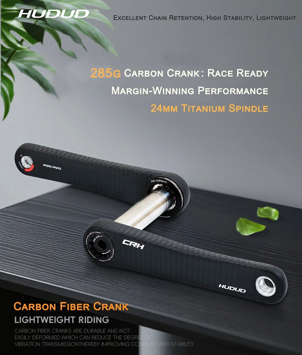 Carbon-Kurbelgarnitur für Rennräder, 155mm-175mm Länge, DUB 24mm Titan-Spindel für 110BCD Spider Spec EASTON Interface Kurbelgarnitur – Detail 1