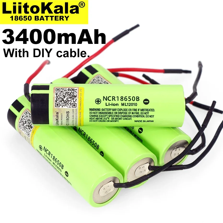 1-6 sztuk Liitokala nowy oryginalny NCR18650B 3.7V 3400mAh 18650 akumulator litowy wielokrotnego ładowania do baterii + DIY Linie