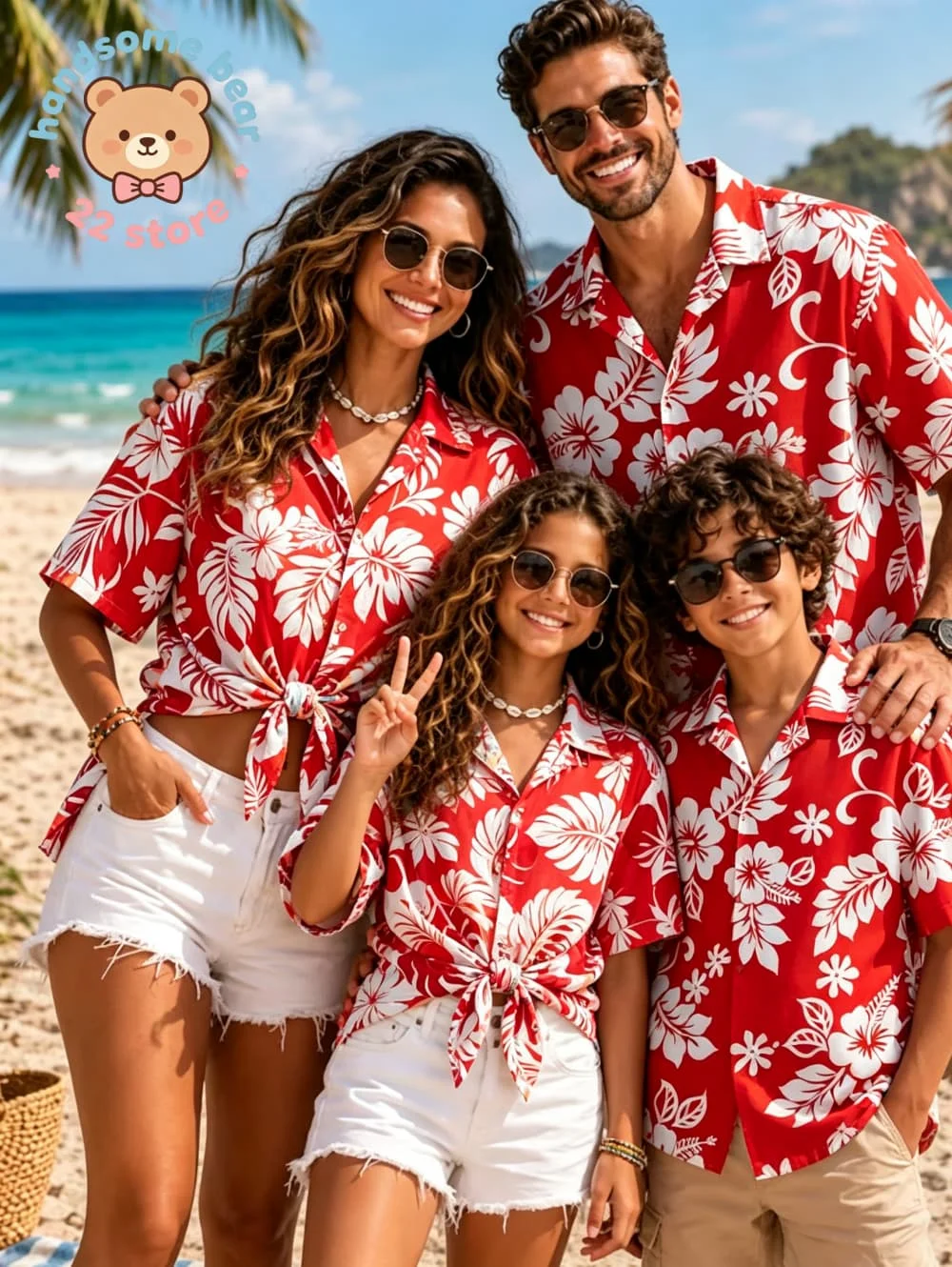 Summer Men's Family Wear Beach Hawaiian Shirt Tropical Summer Style Sandcastle Palm Tree Print Shirt Vacation Gift Child T-Shirt