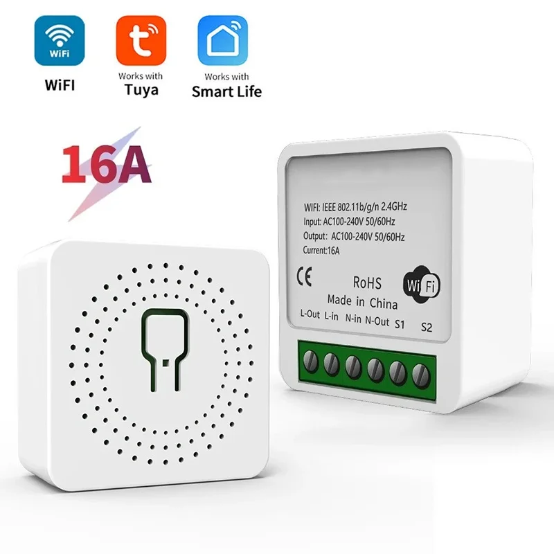 Tuya ZigBee Smart Switch DIY WiFi Breaker Relay 16A 220V 110V 2-Way Control Smart Life APP Control Works with Alexa Google Home