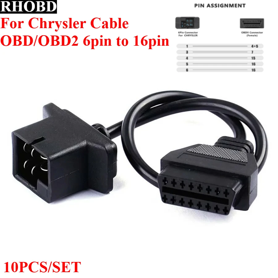 

10 шт./компл. OBD адаптер OBD2 для Chrysler 6PIN автомобильный сканер удлинитель OBD кабель-адаптер для Jeep/Dodge инструмент для ремонта автомобиля