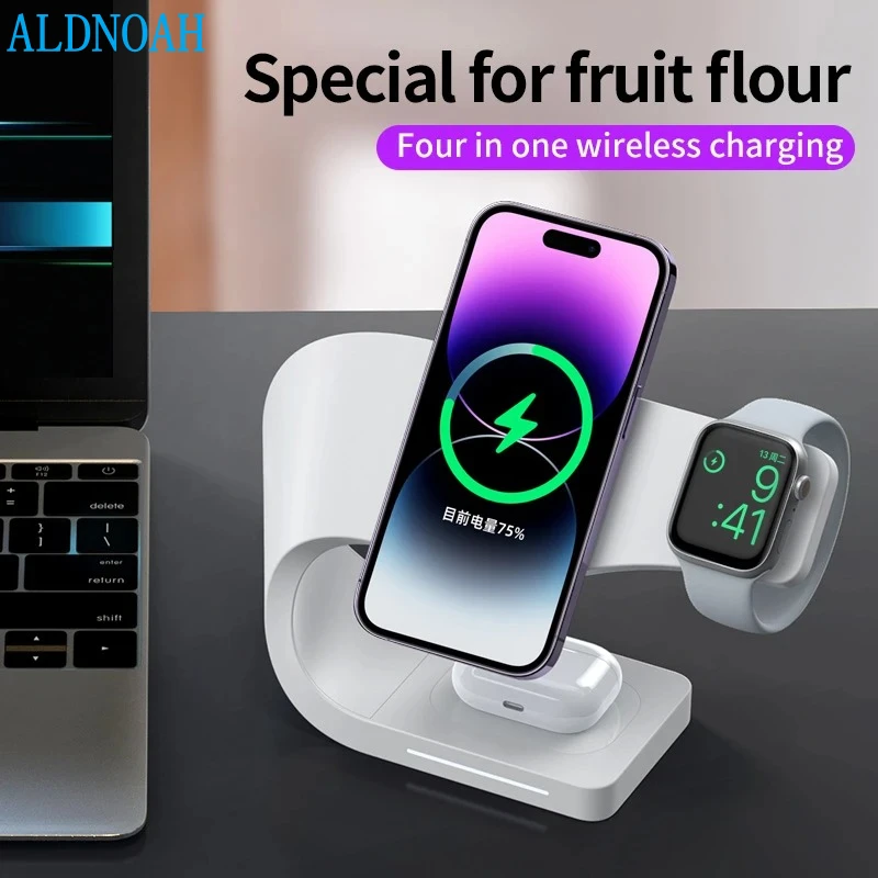 

4 in 1 Magnetic Wireless Charger Stand 15W Induction Universal Quick Charging Dock For iPhone 14 13 12 iWatch S2-8 SE AirPods 3