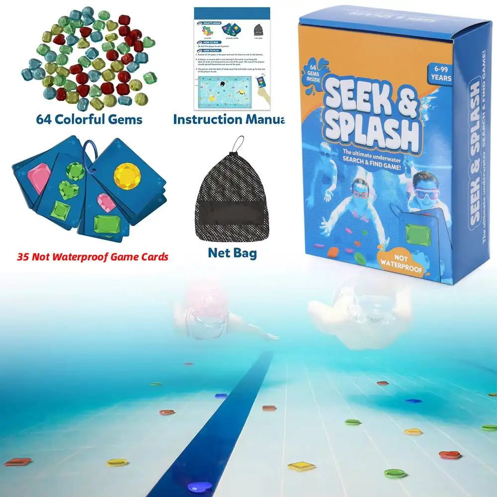 Skillmatics Pool Toys Includes 64 Colorful Gems Underwater Seek and Find Gems Game Set Gifts for Boys Girls Camp Party Fun