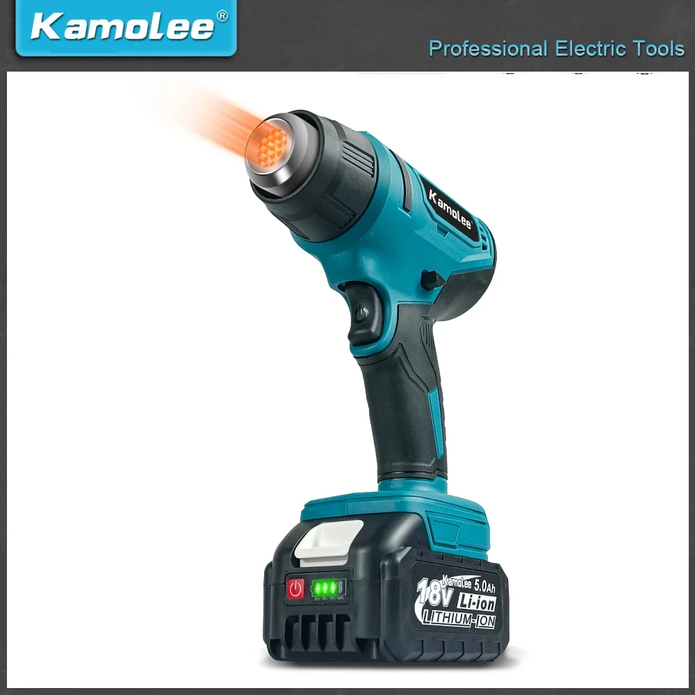 Kamolee-pistola de ar Quente Portátil sem Fio Pistola de Calor Elétrica para Bateria Makita 18v Secador de Cabelo Doméstico Industrial Bicos 2000w