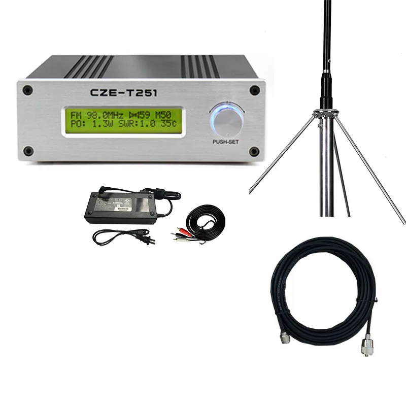 CZERF 25 Watts Wireless Stereo FM Transmitter 87-108MHz Long Range Aluminum Radio Broadcast Station with Audio Input