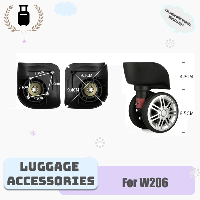 

For W206 Heavy-Duty Luggage Wheel Replacement - Silent Wheels with Shock-Absorbing Design For Rough Terrain