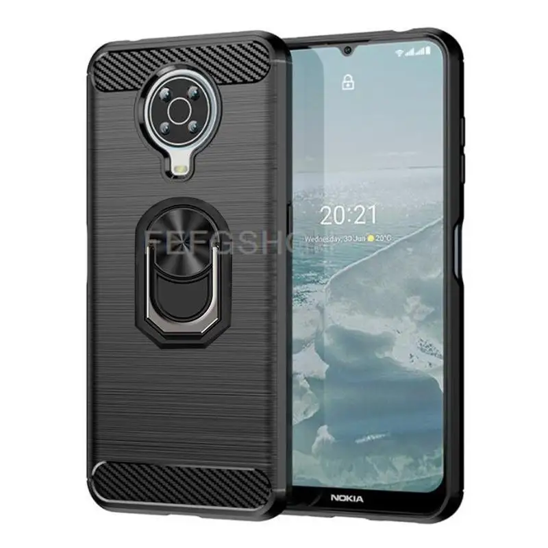 Kohlefaser gebürstet weiche Schutzhülle für Nokia XR20 X10 X20 G50 G10 G20 8,3 3,4 2,4 1,4 Ring Ständer Halter stoßfeste Abdeckung