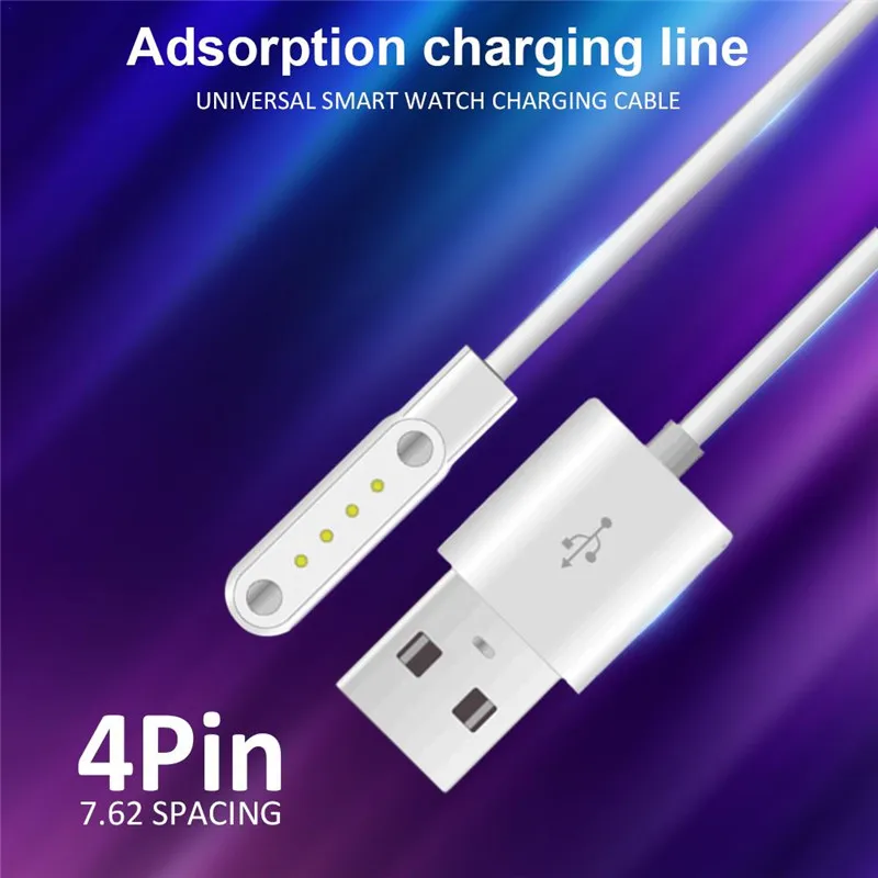 4 Pin 7.62 mm Charger Cord For q100 q750 GT68 GT88 G3 KW18 Y3 KW88  Smart Watch Accessory Magnetic Charging Cable