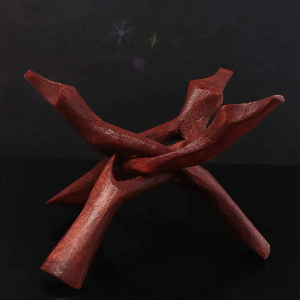 Desktop Decorative Prop Multipurpose Abalone Shell Holder Safe Wood Wooden Tripod Portable Fancy Incense Holder Home Decor
