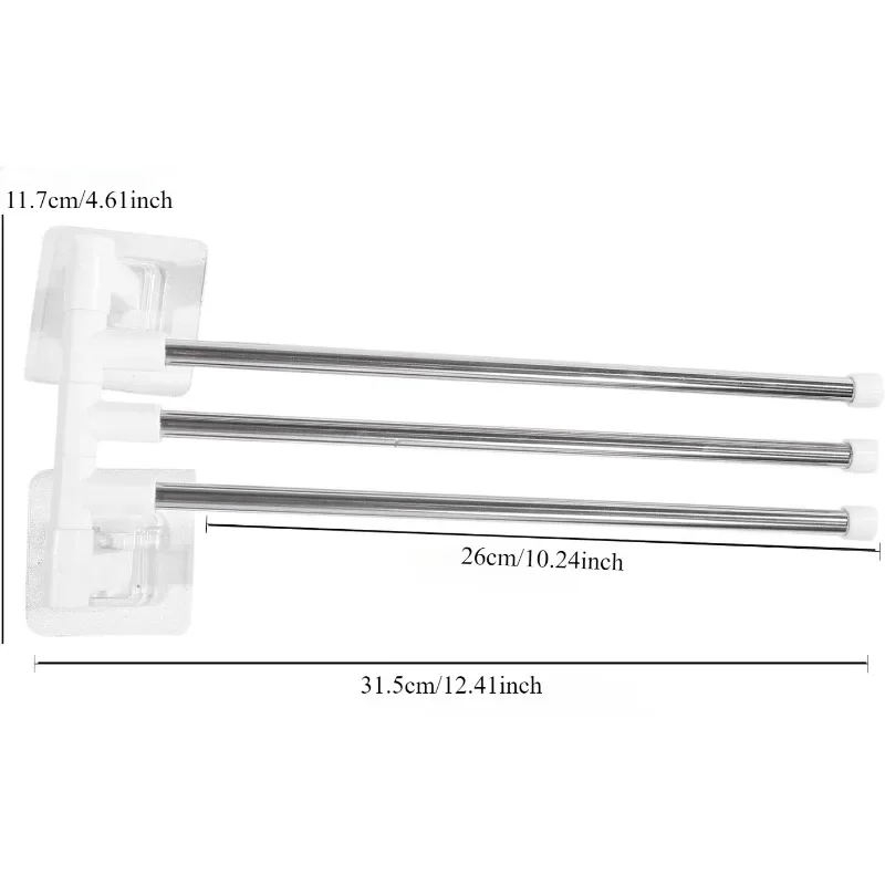 Towel Rack Bathroom Accessories Rotatable Towel Holder Space Aluminum 2/3/4/5/6/7/8 -Bar Hanging Wall Mounted Towel Hanger image 6