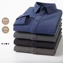 Men's Wool Blend Shirt Long Sleeve Business Work Shirt Spring Autumn Warm Commuter Top for Middle-Aged Men Office Daily Wear