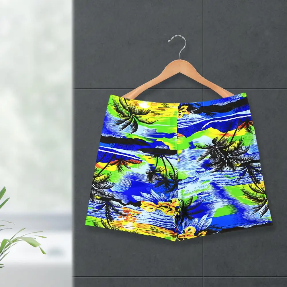 Beach Shorts Fashionable Anti Embarrassment Plus Size Men Digital Print Pattern Flat Corner Swimming Trunks for Holiday